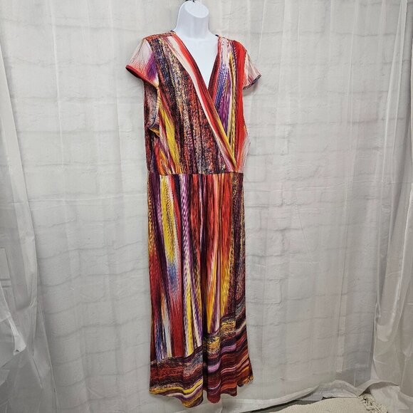 Ashley Stewart Purple Striped Maxi Dress Festival Boho Colorful 26/28 - Picture 4 of 10